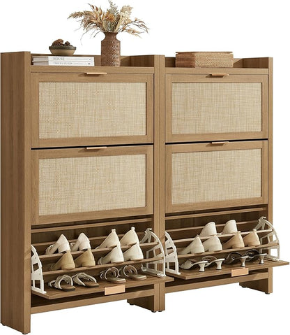 SICOTAS Rattan Shoe Storage Cabinet