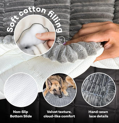 Dog Bed for Car Back Seat Extender - Non-Slip Backseat Cushion for Dogs - Travel Plush Pet Mat Topper for Cars, Trucks, SUVs - Machine Washable Pad Blanket - Grey, 54" x 24.8"
