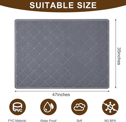 Cat Litter Mat Litter Box Mat，Litter Trapping Mat Premium Durable PVC Pad, 47 x 35 Inches Kitty Litter Box, Easy to Clean，Non-Slip，Urine Waterproof