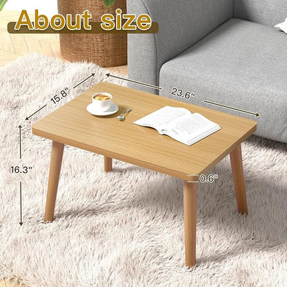 Small Coffee Table for Small Space, Low Table, Floor Table Desk for Sitting on The Floor, Japanese Coffee Table for Living Room, Tatami Tea Tables with Solid Wood Legs, Home Office, Farmhouse, Brown