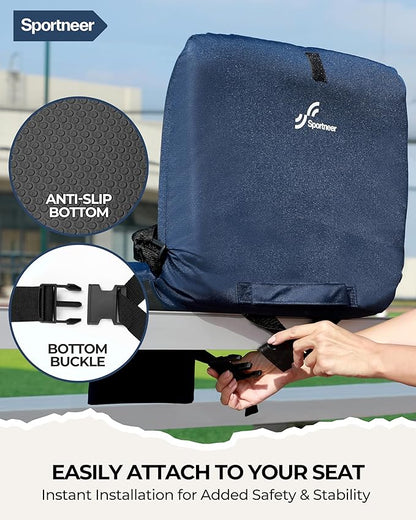 Sportneer Stadium Seats with Back Support: 6 Reclining Position Folding Bleacher Chairs with Back and Cushion - Padded Bleacher Seats with Shoulder Strap & Storage pocket for Events, Outdoors, Camping