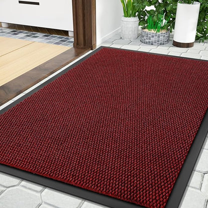Yimobra Doormat Outdoor Indoor Entrance 36 x 24, All-Season All-Weather Front Door Mat, 100% Waterproof Welcome Matt for Floor Garage Outside Entry, Stain and Fade Resistant,Black Red