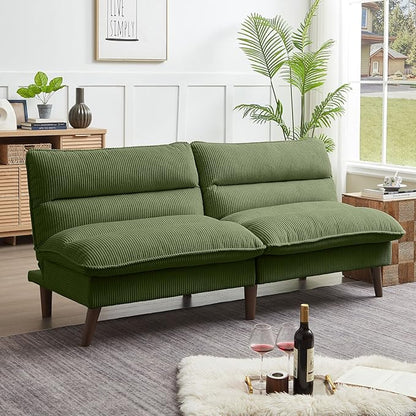 Futon Sofa Bed, 72" Small Couches for Small Spaces, Folding Love Seat Couch with Adjustable Back, Convertible Upholstered Sleeper Sofas for Living Room, Office, Apartment