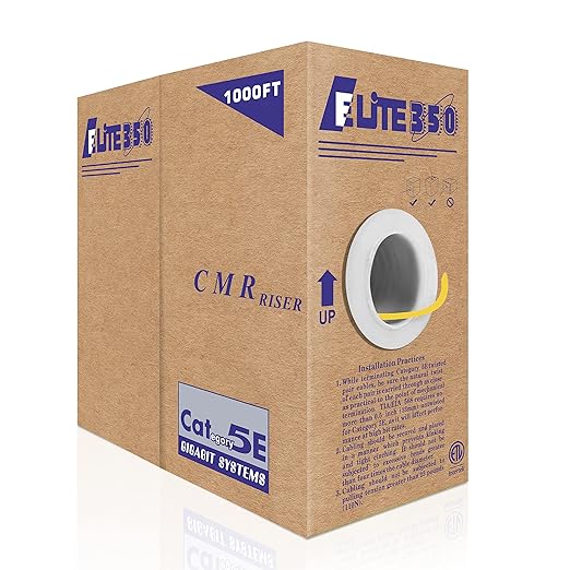 Elite CAT5E Riser, UTP 24AWG, Solid Bare Copper, UL Certified, Bulk Ethernet