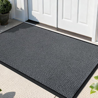 Yimobra Doormat Outdoor Indoor Entrance 47 x 32, All-Season All-Weather Front Door Mat, 100% Waterproof Welcome Matt for Floor Garage Outside Entry, Stain and Fade Resistant,Grey