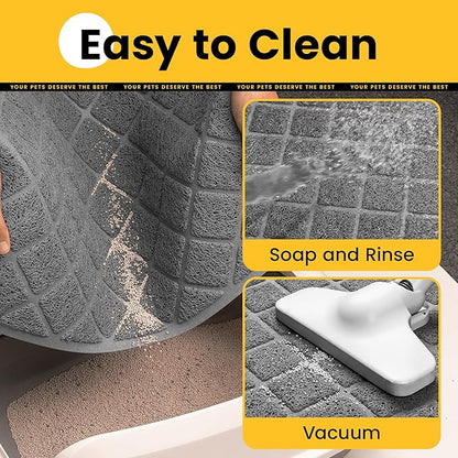 Conlun Cat Litter Mat Litter Trapping Mat, 35" x 23" Premium Durable PVC Grid Mesh with Scatter Control, Non-slip, Less Waste Cat Litter Box Mat, Soft on Kitty’s Paws, Urine Waterproof