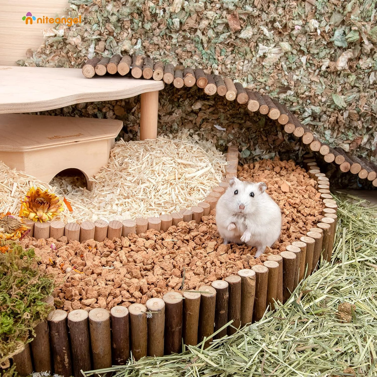 Niteangel Natural Coco/Cork Hamster Bedding Pet Litter for Dwarf Syrian Hamsters, Gerbils, mices, Degus or Other Small Animal