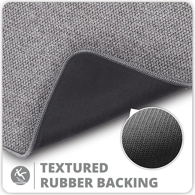 Bath Mat,Ultra Thin Bathroom Rugs,Rubber Bath Mats for Bathroom,No Slip Bath Rugs,Quick Dry,Machine Washable,Low Pile,Absorbent,Shower Outside,Sink,Home Decor Accessories.Grey,1'8"x2'8"(20x32inch)
