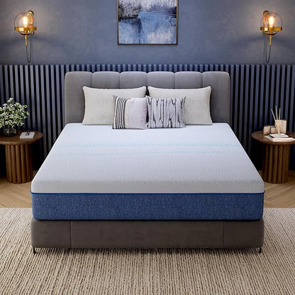 EGOHOME 12 Inch King Mattress, Gel Memory Foam with Charcoal, Fiberglass Free, CertiPUR-US Certified, Temperature-Regulating, Machine Washable Cover, 80" x 76" x 12", Medium