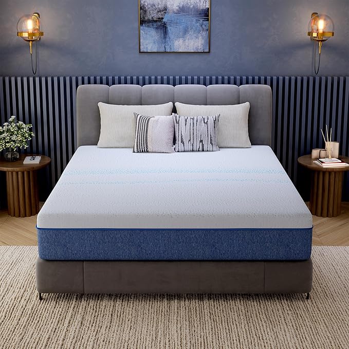 EGOHOME 12 Inch Twin XL Mattress, Gel Memory Foam with Charcoal, Fiberglass Free, CertiPUR-US Certified, Temperature-Regulating, Machine Washable Cover, 80" x 38" x 12", Medium