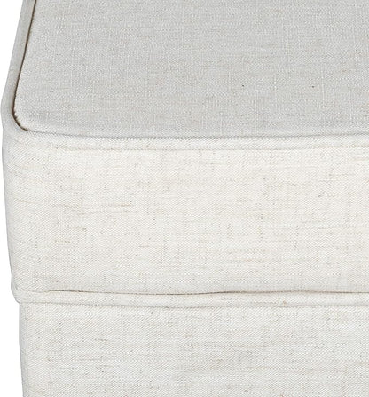 Homepop Home Decor | K7342-F2067 | Classic Square Storage Ottoman with Lift Off Lid | Ottoman with Storage for Living Room & Bedroom, Cream Woven