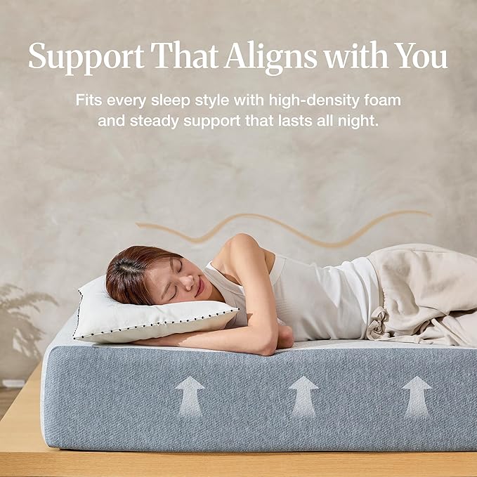 LIFEMENT Basic Queen Graphite Infused Memory Foam Mattress in a Box | Medium Firm Bed, Fiberglass Free, Certified Pressure Relief Foam, Cooling Comfort Sleep, 12 Inch