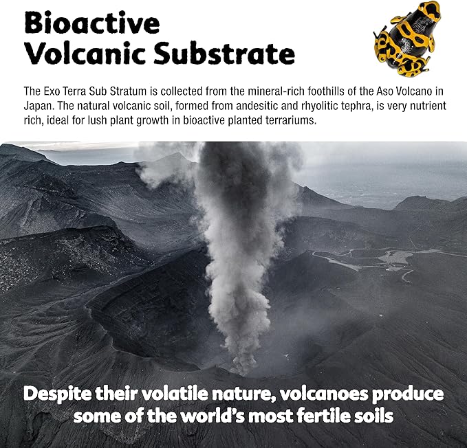 Exo Terra Sub Stratum, Bioactive Volcanic Substrate for Reptile Terrariums, Eliminates Odor, Offers Correct Moisture Levels 4.4 lb