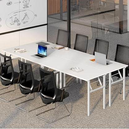 Need Home Office Desk Large Computer Desk 60 inch Sturdy Table Foldable Desk Gaming Computer Table No Assembly Required, White&White Frame AC5DW(152.4 * 60)