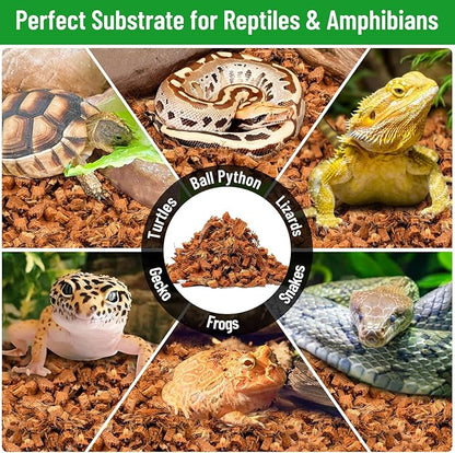 Riare 4 Pack Natural Coconut Chip Substrate for Reptiles- Compressed Coconut Husk Reptiles Bedding, Coco Husk Chip Terrarium Substrate for Snakes, Tortoises, Ball Python, Frogs, Bearded Dragon, Lizard