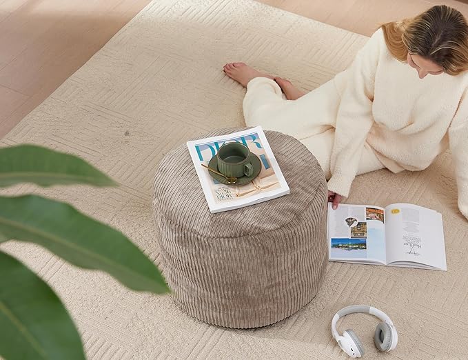 Pouf Ottoman Foot Stools Ottoman with Foam Small Corduroy Ottomans for Living Room Ottomans Pouf 20x15 Floor Poufs Foot Rest for Office Chair Brown Foot Stool Small