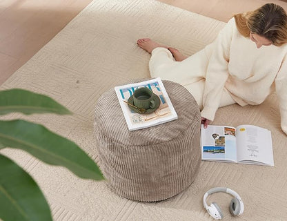 Pouf Ottoman Foot Stools Ottoman with Foam Small Corduroy Ottomans for Living Room Ottomans Pouf 20x15 Floor Poufs Foot Rest for Office Chair Brown Foot Stool Small