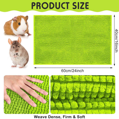 Amylove 4 Pcs Guinea Pig Cage Liner Guinea Pig Bedding Washable Fleece Pee Pads Reusable Small Animals Training Mat Small Animal Sleeping Bed for Bunny Hamster(Green,16 x 24 Inch)