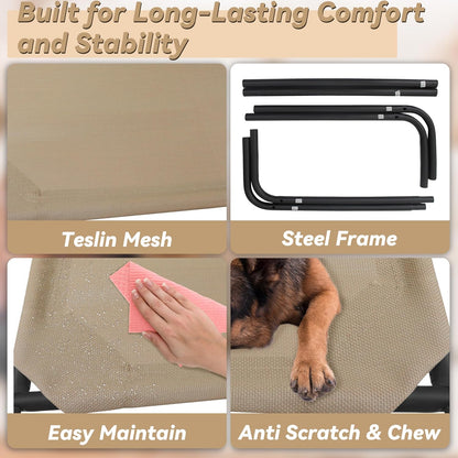 Breathable Elevated Dog Bed. Cool, supportive rest for large dogs, indoors or out.