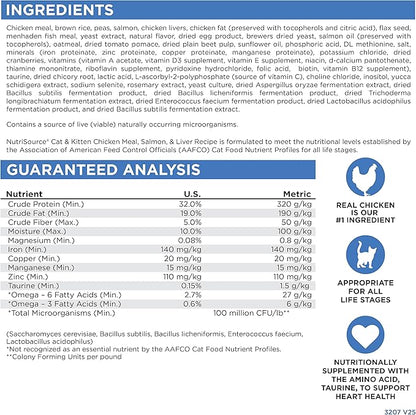 NutriSource Cat & Kitten Food, Made with Chicken Meal, Salmon and Liver, with Wholesome Grains, 16LB, Dry Cat Food
