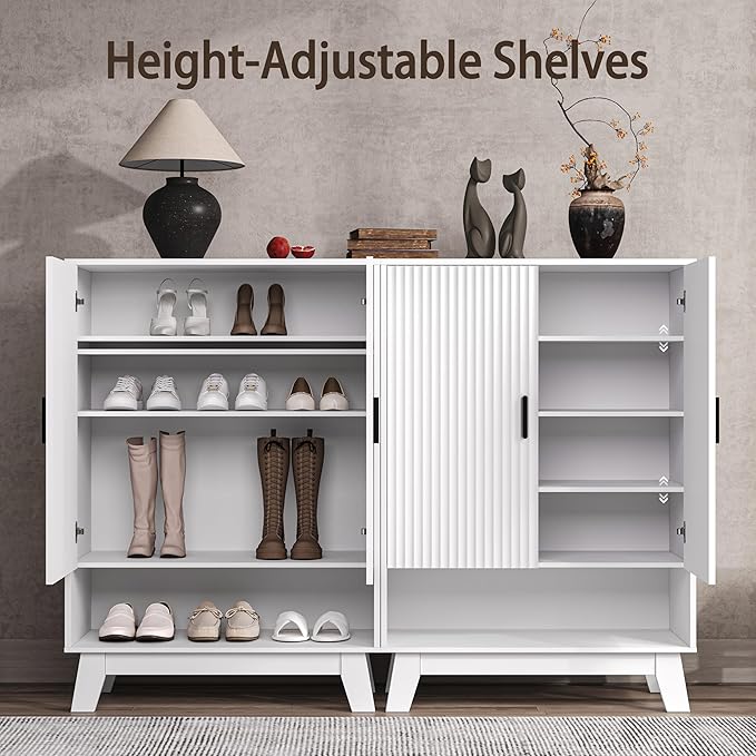 4-Tier Fluted Shoe Cabinet