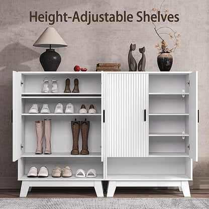 4-Tier Fluted Shoe Cabinet