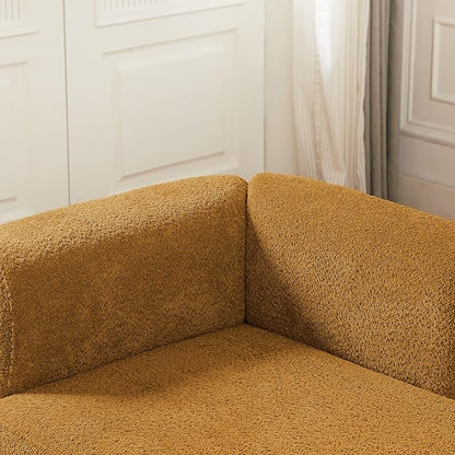ZEKOKO Boucle Chaise Lounge Chair Indoor Comfy Fluffy Lounge Sofa Upholstered Chaise Lounge Modern Lounge Chair Indoor for Living Room Bedroom Office(Right Hand, Orange)