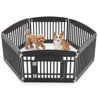 Dog Playpen Safe & Secure Indoor-Outdoor Pet Fence -Folding & Portable   Ideal For Small To Medium Dogs - Easy To Clean