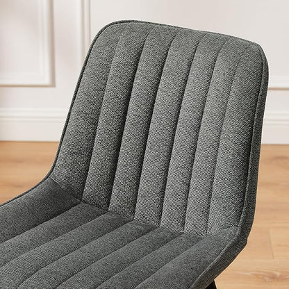 Art Leon Swivel Dining Chairs Set of 2, Mid Century Modern Dining Room Chair, Fabric Upholstered Armless Chair with Wood Legs for Kitchen Living Room Bedroom, Dark Gray