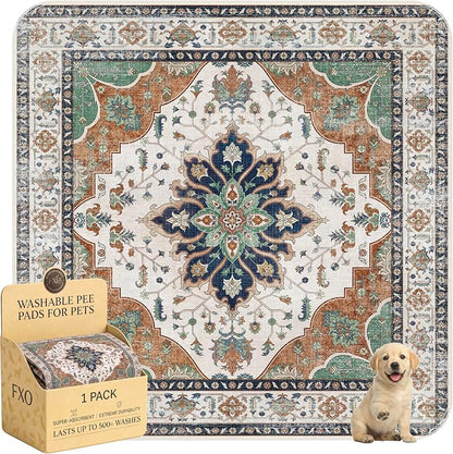 Washable Pee Pads for Dogs,Great Urine Absorbent Reusable Puppy Training Pads,Waterproof,Leak-Proof & Non-Slip Potty Pads for Whelping,Crate,Playpen,Bed.(Dark Teal Floral,72"x72")