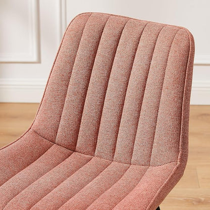 Art Leon Swivel Dining Chairs Set of 2, Mid Century Modern Kitchen Dining Room Chairs, Upholstered Fabric Armless Side Chair with Wood Legs for Living Room Bedroom, Rose
