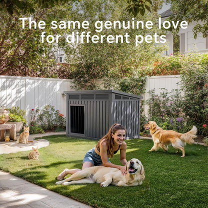 DRATO Dog House for Both Indoor and Outdoor with Weatherproof Roof Removable Floors for Medium to Large Dogs Interior Space (Gray, Medium(32.2 * 25.12 * 24.13''))