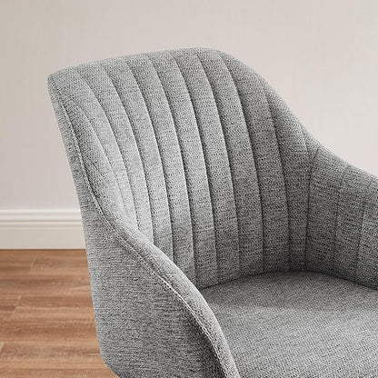 Art Leon Swivel Dining Chair - Mid Century Modern Fabric Upholstered Dining Room Chair with Wood Legs, Leisure Side Chair with Arms for Living Room, Gray