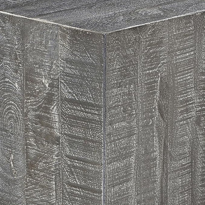 TUP THE URBAN PORT Rydan Coffee Table | 33 Inch Square Block Top | Sandblasted Gray Mango Wood