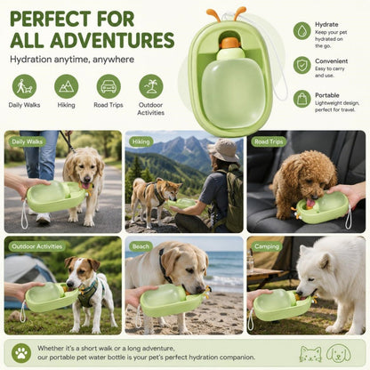 Portable Pet Water Bottle With Cute Antlers  Food Grade, BPA Free, Leak Proof Travel Cup For Dogs, Durable, Easy-to-Clean Outdoor Water Dispenser With Lanyard.