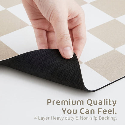 Dog Feeding Mat, Absorbent Mats For Dog Food And Water Bowl, Dispenser, Retro Aesthetic Khaki Beige Checkerboard Pet Placemat For Dogs, Cats, Puppy