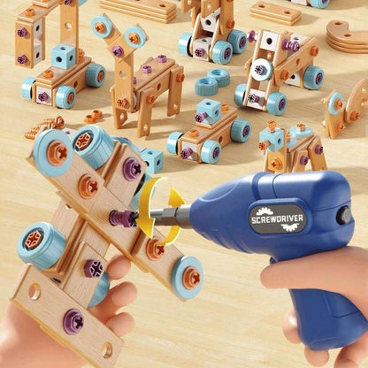 126-Piece Creative Wooden Construction & Tool Set  Early Education Pretend Play Toy