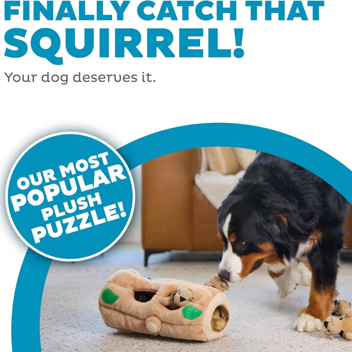 Squirrel Dog Toy  Interactive 2in1 Plush Puzzle With 6 Squeaky Removable Squirrels