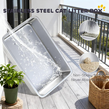 Cat Litter Box,Stainless Steel Litter Scoop
