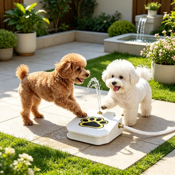 Dog Water Fountain Outdoor,No Electricity Step-On Activated Pet Sprinkler,Paw-Controlled Drinking Dispenser For Large & Small Dogs,Automatic Waterer For Yard, Garden, Lawn