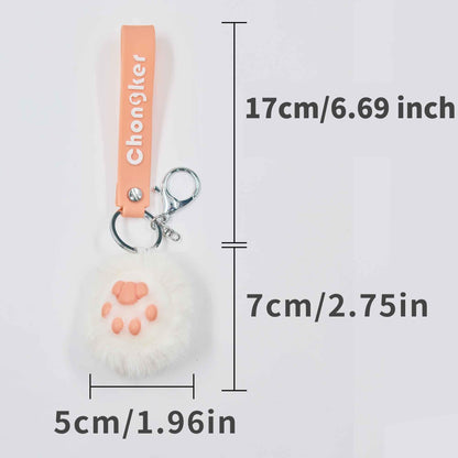 Cat Paw Keychain – Fluffy Cute Charm for Girls & Bags