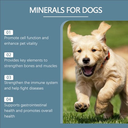 Dog Mineral Supplement Tablets, 80 Chewable Minerals Tablets For Pica, Appetite & Bone Health Support, Non-GMO Human Grade Pet Vitamins