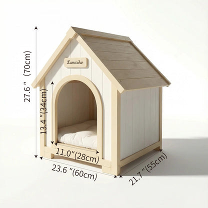 Modern Indoor Wooden Dog House with EVA Cushion – Solid Cedar Pet House for Small Dogs & Cats