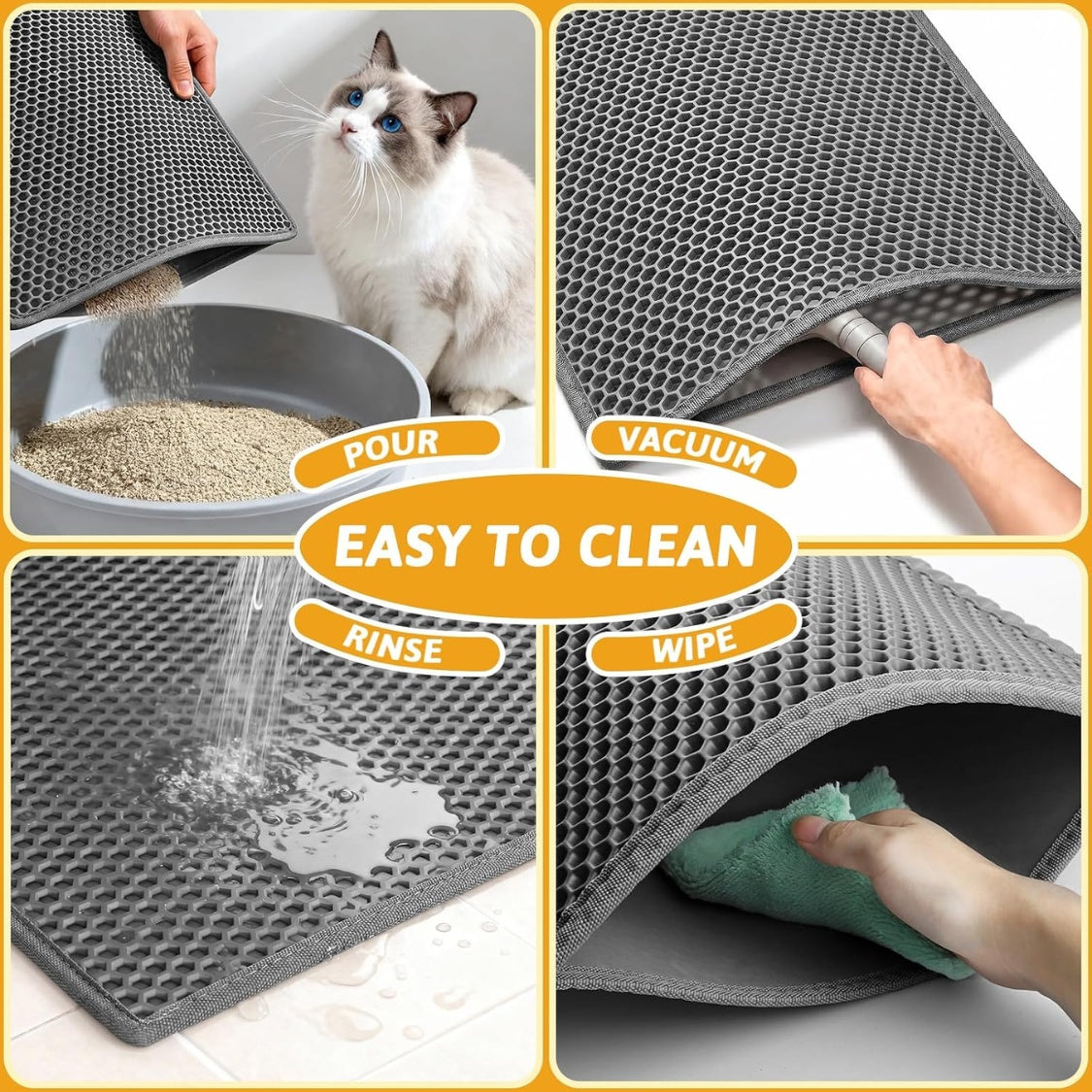 Cat Litter Mat Double Layer Waterproof Urine Proof Trapping Mat 1 Pack